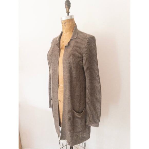 Eileen Fisher Women's Organic Linen Open Front Knit Cardigan Sweater Size Small - Picture 2 of 7